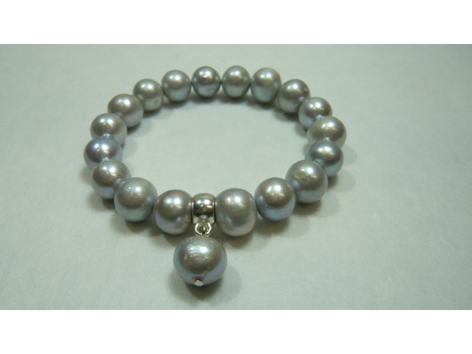 Náramek z velkých šedých perel