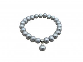 Náramek z šedých perel tvaru butonu