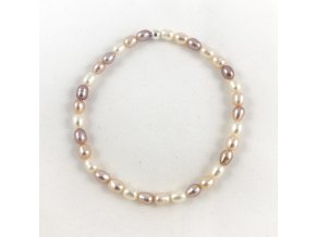 Náramek drobné ovalné perly tricolor