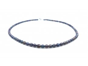 Perlový náhrdelník tmavomodré perly ve tvaru rýže