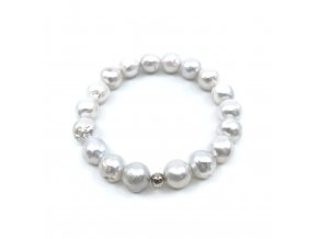 Perlový náramek bílé perly satén