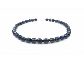 Perlový náhrdelník oválné modrofialové perly
