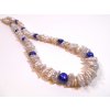 Náhrdelník bílé keshi perly a modré perly