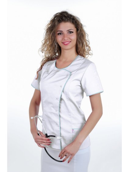 Egészségügyi blúz ELIZABETH Fehér/Világos türkizkék