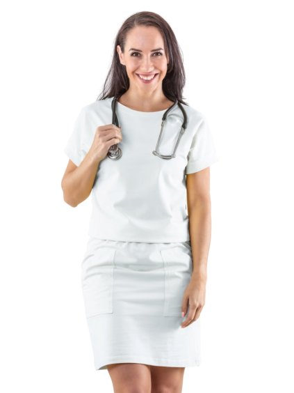 Zdravotnícke šaty Janka - PERLIČKA  - zdravotnícke šaty - Perlička –  zdravotnícke oblečenie – lekárske oblečenie – medic dress – medical-uniforms – pracovné oblečenie – oblečenie pre zdravotníkov – oblečenie pre lekárov -  oblečenie pre doktora – oblečenie pre sestričku – oblečenie pre doktorku – zdravotnícke prostredie – chirurgické oblečenie – oblečenie pre kliniku – slovenský výrobok – scrubimed – uniformshop – pracovné odevy -  modernbhp – dualbp – lubica