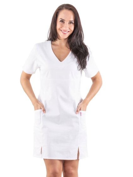 Zdravotnícke šaty Ivka - PERLIČKA  - zdravotnícke šaty - Perlička –  zdravotnícke oblečenie – lekárske oblečenie – medic dress – medical-uniforms – pracovné oblečenie – oblečenie pre zdravotníkov – oblečenie pre lekárov -  oblečenie pre doktora – oblečenie pre sestričku – oblečenie pre doktorku – zdravotnícke prostredie – chirurgické oblečenie – oblečenie pre kliniku – slovenský výrobok – scrubimed – uniformshop – pracovné odevy -  modernbhp – dualbp – lubica