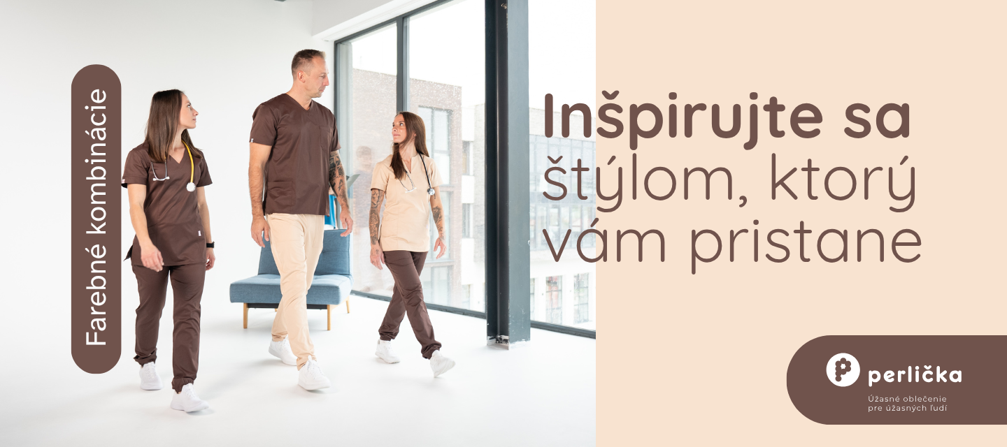 Perlička zdravotnícke oblečenie - farebné kombinácie Čokoláda/Cappuccino