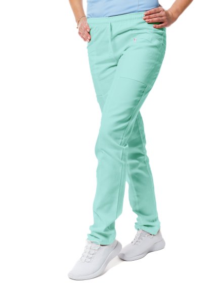 perlicka zdravotnicke nohavice SISI saten pistacia