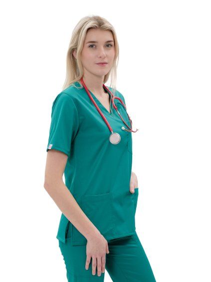 Zdravotnícka košeľa LORA SATTÉ, tmavozelená – Perlička®
