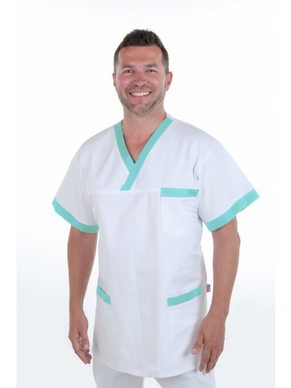 Zdravotnícka košeľa DRAHOŠ - PERLIČKA  - Perlička –  panské zdravotnícke oblečenie – lekárske oblečenie – medik dress – medikal uniforms – pracovné oblečenie – oblečenie pre zdravotníkov – oblečenie pre lekárov -  oblečenie pre doktora – oblečenie pre sestričku – oblečenie pre doktorku – zdravotnícke prostredie – chirurgické oblečenie – oblečenie pre kliniku