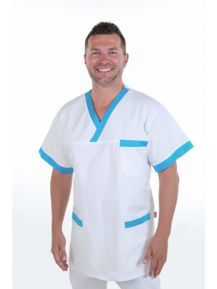 Zdravotnícka košeľa DRAHOŠ - PERLIČKA  - Perlička –  panské zdravotnícke oblečenie – lekárske oblečenie – medik dress – medikal uniforms – pracovné oblečenie – oblečenie pre zdravotníkov – oblečenie pre lekárov -  oblečenie pre doktora – oblečenie pre sestričku – oblečenie pre doktorku – zdravotnícke prostredie – chirurgické oblečenie – oblečenie pre kliniku