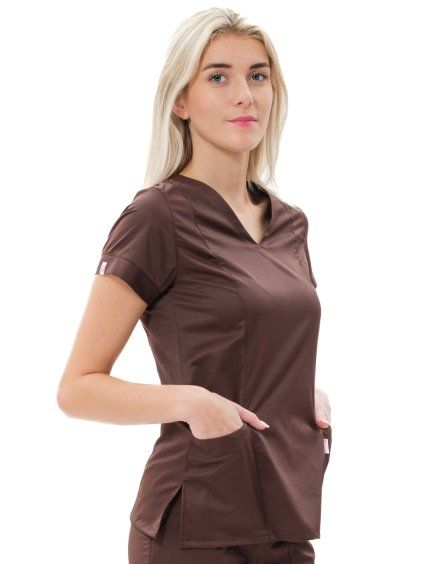 Zdravotnícka košeľa VIKY, čokoláda – Perlička®