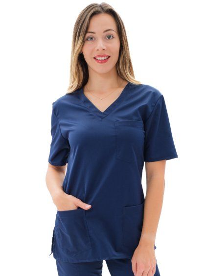 Zdravotnícka košeľa LORA SATTÉ, navy modrá – Perlička®