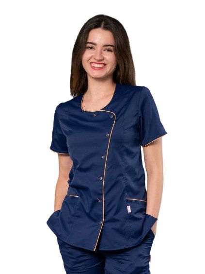 Zdravotnícka blúzka ELIZABETH Navy, modrá/zlatá – Perlička®
