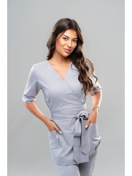 Zavinovacia blúzka IZABEL, šedá – Perlička®