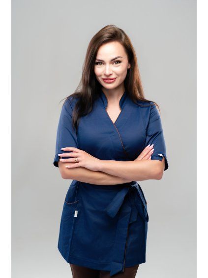 Zavinovacia blúzka ANABEL Navy, modrá/čokoláda – Perlička®