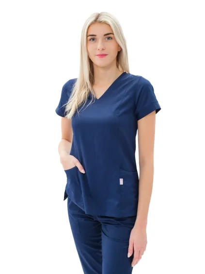Zdravotnícka košeľa VIKY 100% bavlna, navy modrá, 165 g – Perlička®