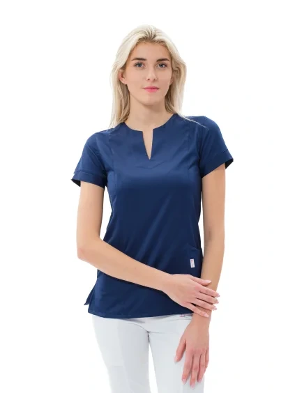 Zdravotnícka košeľa LILI 100% bavlna, navy modrá, 165 g – Perlička®