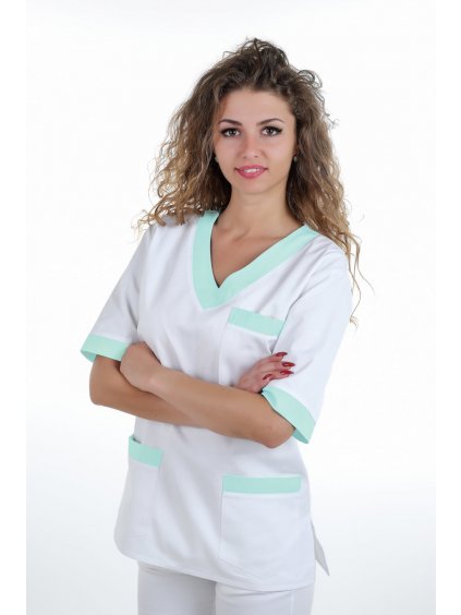 Zdravotnícka košeľa LORA BA Výpredaj (Farba Biela/Parížská modrá, Veľkosť 54)