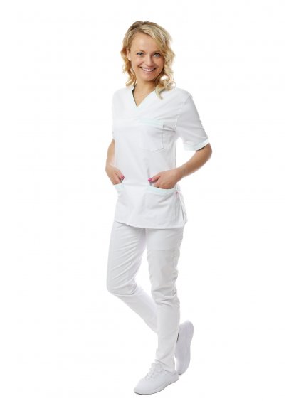 Zdravotnícka košeľa DARJA (Farba Biela/pistácia, Veľkosť 36)