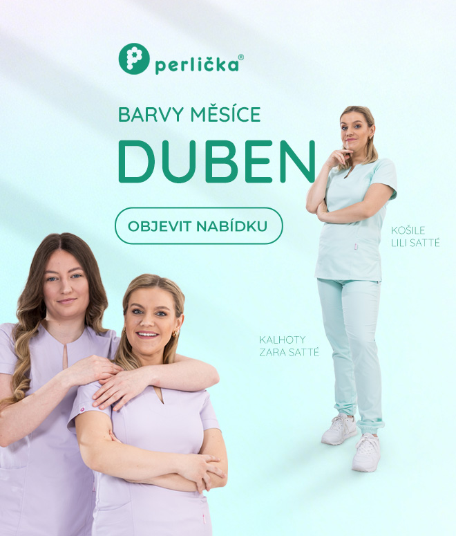 Perlička zdravotnické oblečení - barva měsíce Bíla