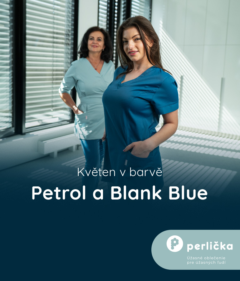 Perlička zdravotnické oblečení - barva měsíce Petrol a Blank Blue