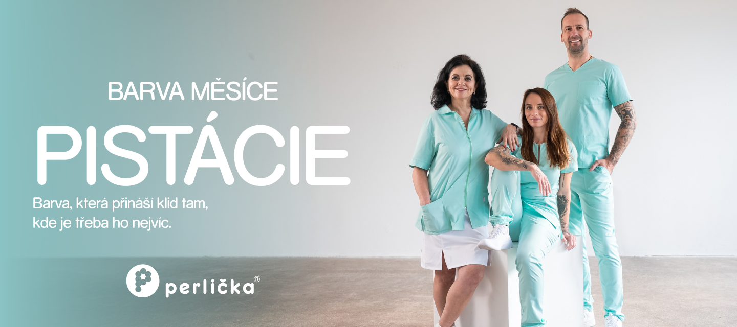 Perlička zdravotnické oblečení - barva měsíce Pistácie