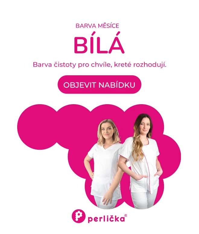 Perlička zdravotnické oblečení - barva měsíce Bíla