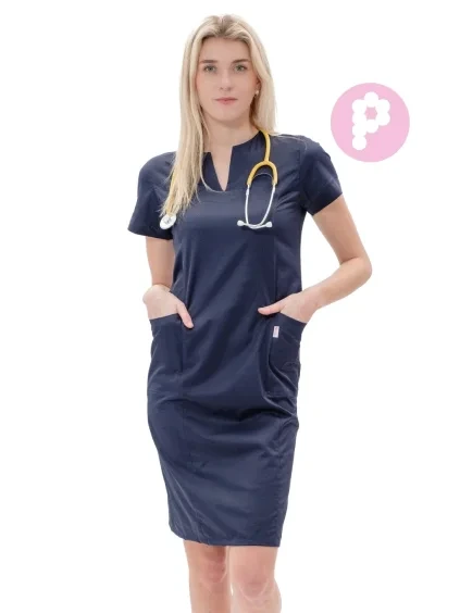 Zdravotnické šaty Mia 100%BA Navy modrá 165g
