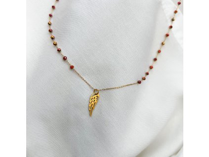 Náhrdelník Andělské křídlo ocel Rose gold