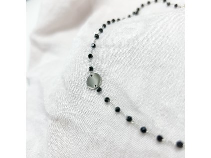 Karma O – náhrdelník s broušenými korálky a kruhem z chirurgické oceli