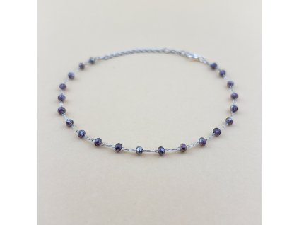 Řetízkový náramek chirurgická ocel s broušenými korálky SIMPLICITY Ametyst