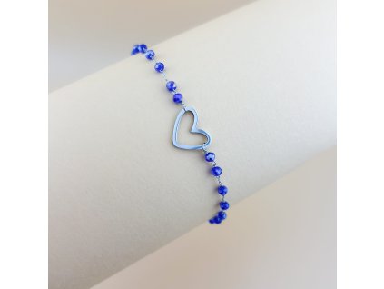 Řetízkový náramek HEART ONE broušené korálky Ultramarin