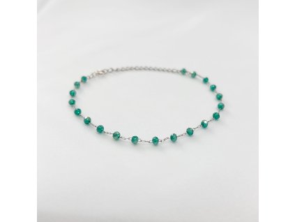 Řetízkový náramek s broušenými korálky SIMPLICITY Emerald