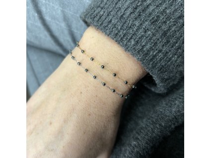 Řetízkový náramek SIMPLICITY s korálky hematit