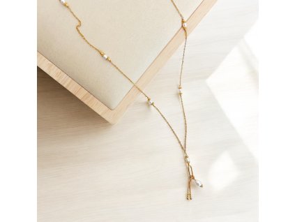 Náhrdelník Pearl Link – pozlacený řetízek s pravou říční perlou