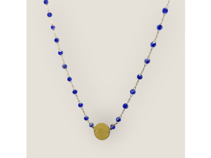 Karma O – náhrdelník s broušenými modrými Royal korálky  a kruhem z chirurgické oceli