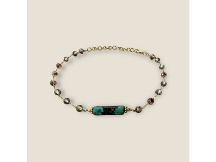 Elegantní náramek s africkým tyrkysem – broušené korálky Simplicity