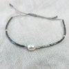 MIYUKI tenký korálkový náramek SATIN SMOKE PEARLS