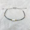 MIYUKI tenký korálkový náramek SATIN SMOKE PEARLS