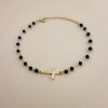 Řetízkový náramek CROSS broušené korálky Black