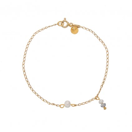 minimalisticky naramek zlaceny ruzovym zlatem s bilou perlou a perlovym priveskem Unique UN10233 Perlomanie