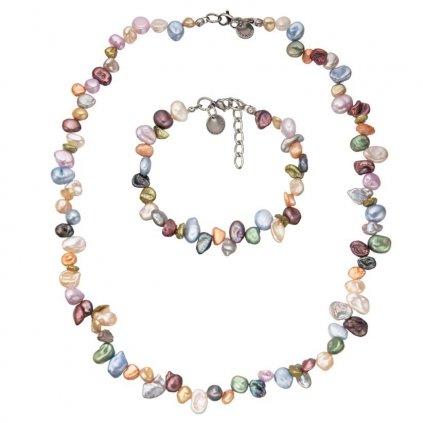 Souprava duhové perly - náhrdelník a náramek KT8017