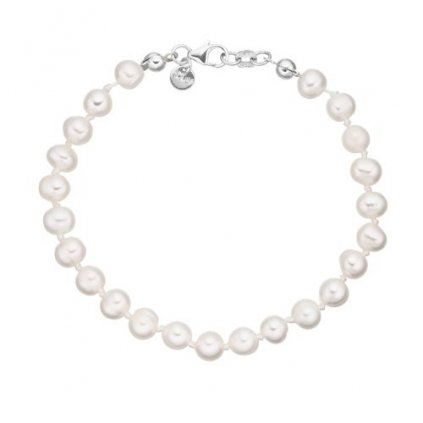 Stříbrný náramek perly bílé AP45008