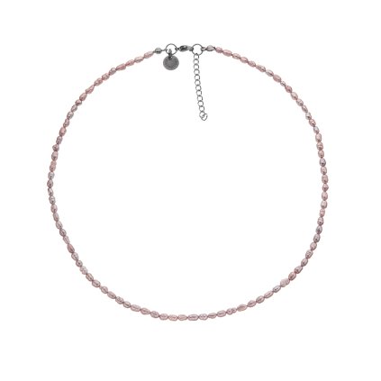 Perlový náhrdelník růžové oválné perly 7-8 mm BE143, délka 42 - 45 cm, Perlomanie