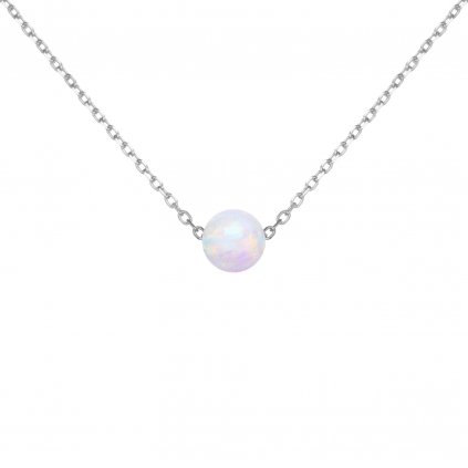 Stříbrný náhrdelník bílým opálem NS16204