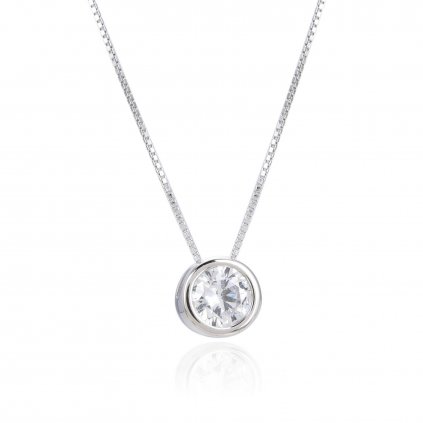 Stříbrný náhrdelník s čirým krystalem NS16203