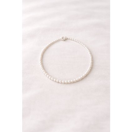 Jemný náramek bílé perly, stříbro, Perlomanie