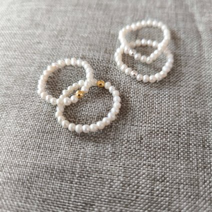 Prsten bílé perly vysoká kvalita, Perlomanie