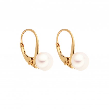 Pozlacené perlové náušnice EMMA perla AA bílá EM311 Perlomanie